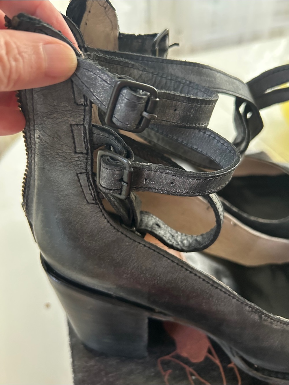 Free bird gorgeous! Black Strappy Mary Jane Block Heels - Picture 6 of 13